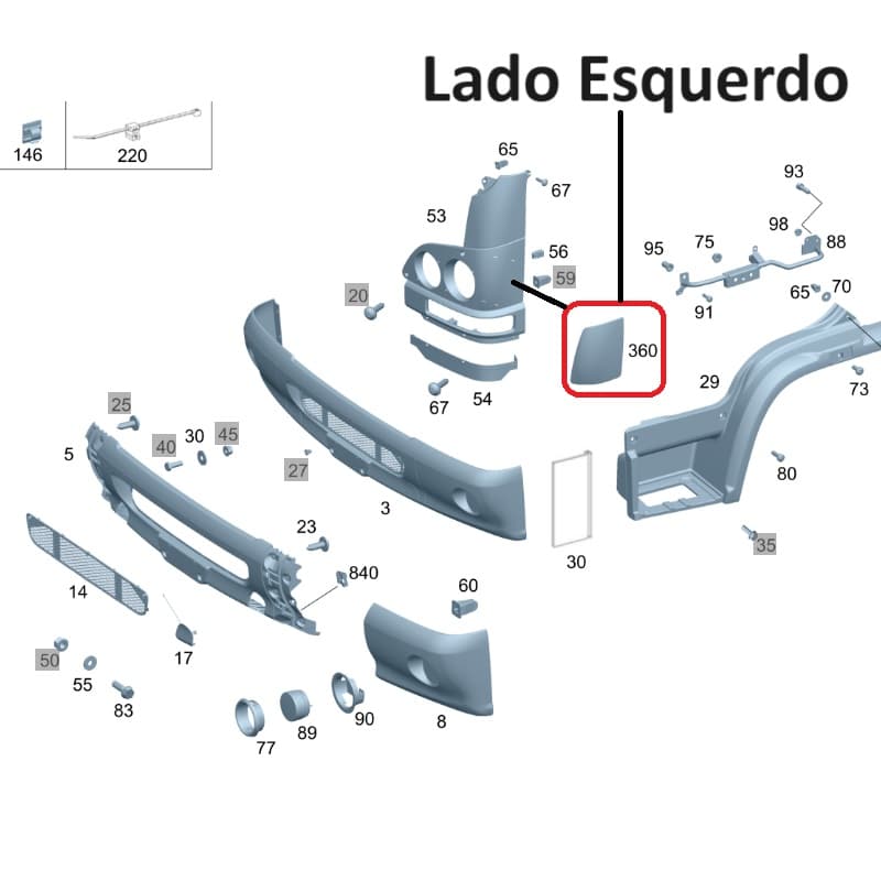 Bochecha Esquerdo Accelo 1017 1317 A9796280172 Original