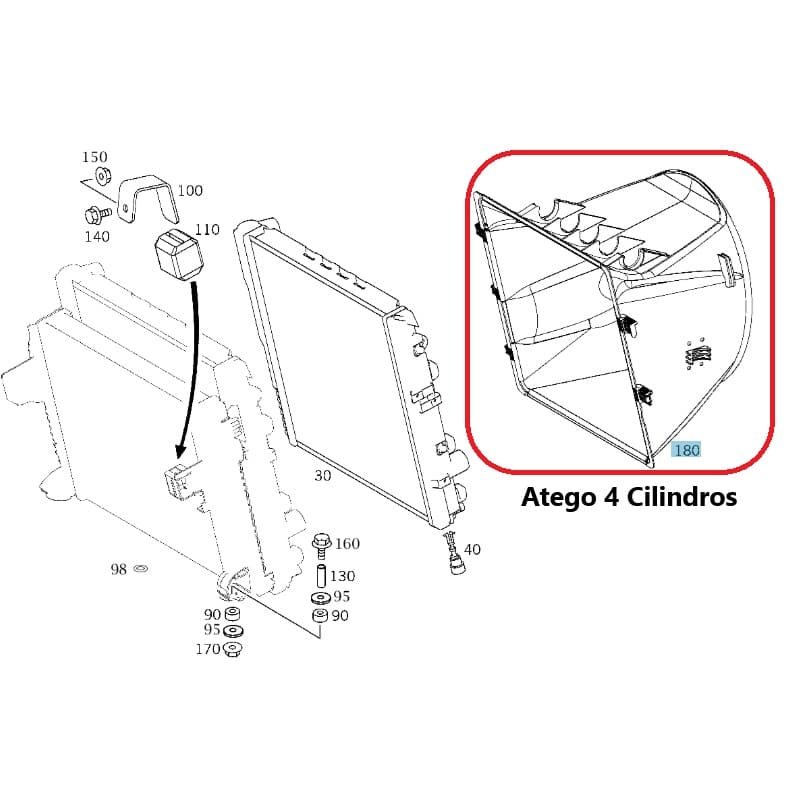 Defletor Radiador Atego 1419 1418 A9705050055 Original
