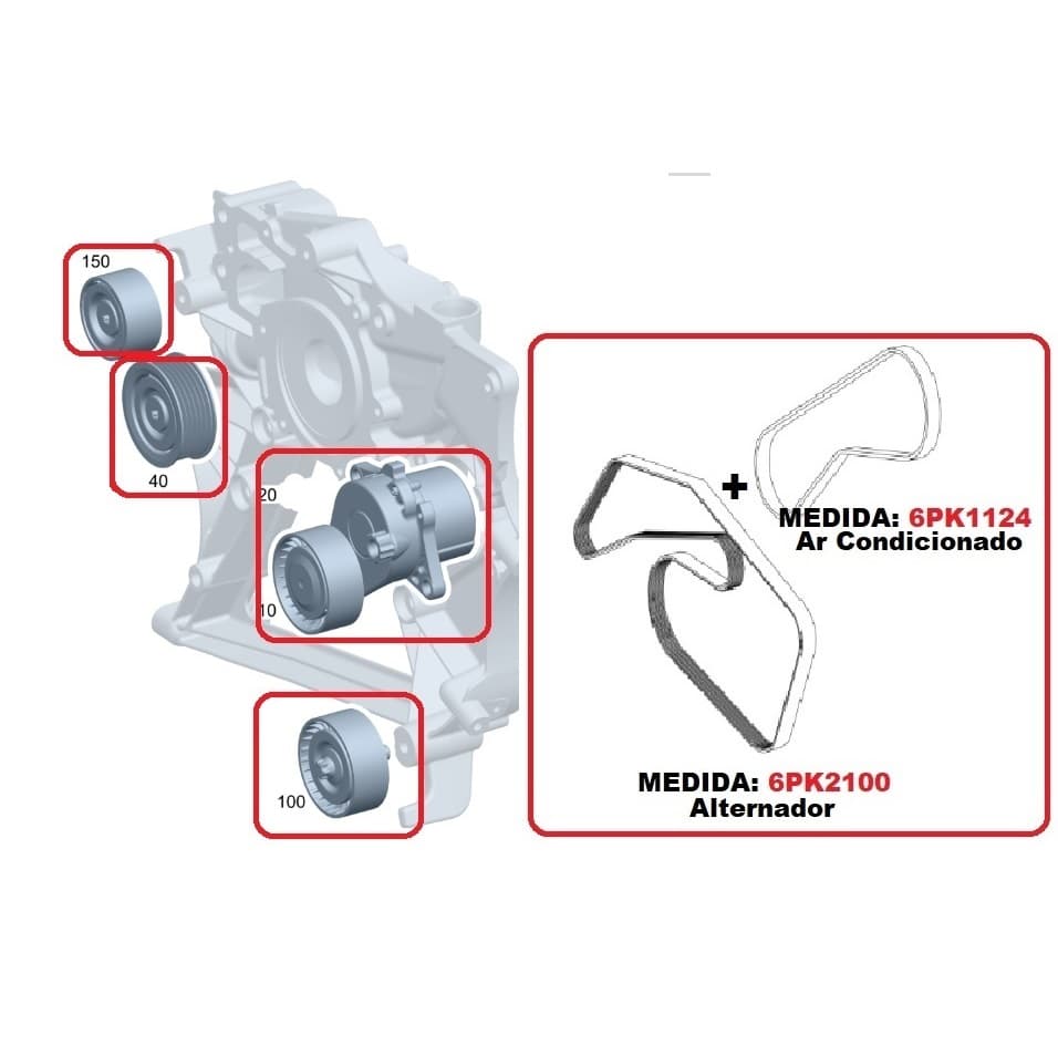 Jogo 2 Correias + Tensor Correia + 3 Polias Da Sprinter 516 Original