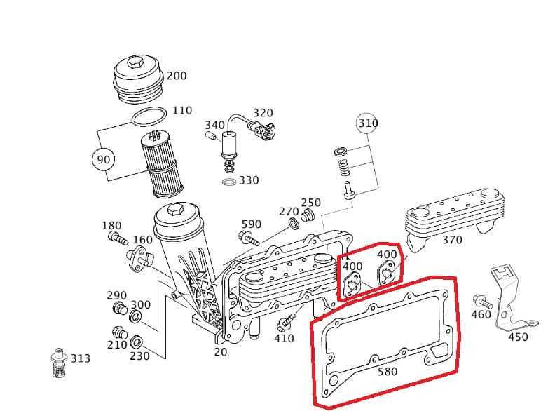 Juntas Do Radiador De Óleo Do New Actros 2548 2651 A4571880280 Original