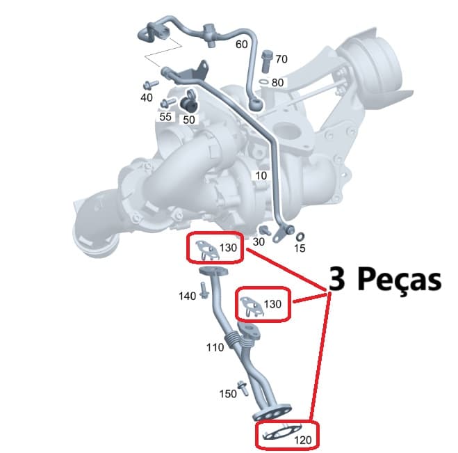 Juntas Do Tubo Retorno Da Turbina Sprinter 314 A6510960400 Original