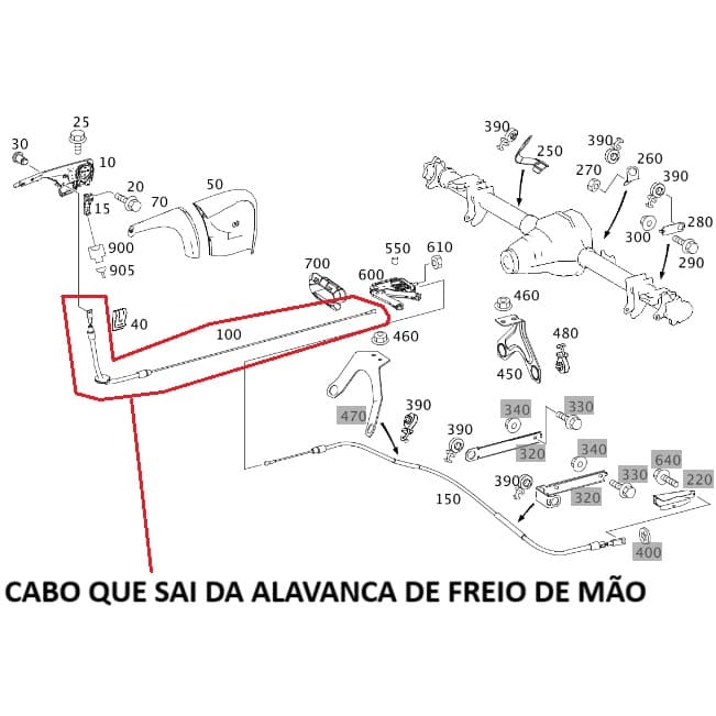 Cabo Da Alavanca Do Freio De Mão Da Sprinter 415 A9064205185 Original