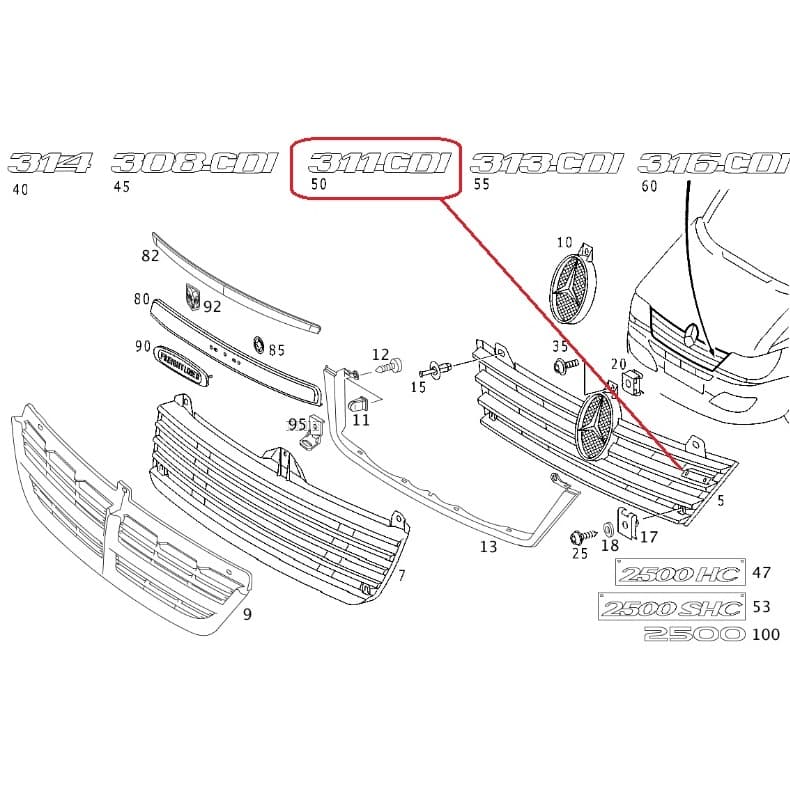 Emblema Da Grade Frontal Sprinter 311 CDI A9018174814 Original