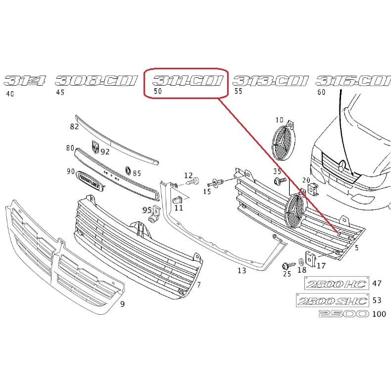 Emblema Frontal Da Grade Da Sprinter 311 CDI A9018174814 Original
