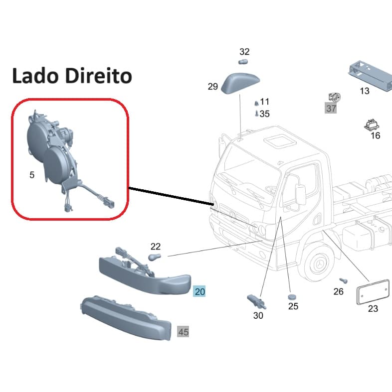 Farol Direito Accelo 915C 815 1016 1316 A9798200461 Original