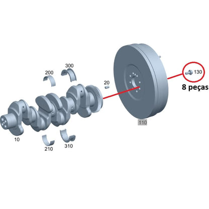 8 Parafusos Volante Motor Sprinter 516 A0049905912 Original